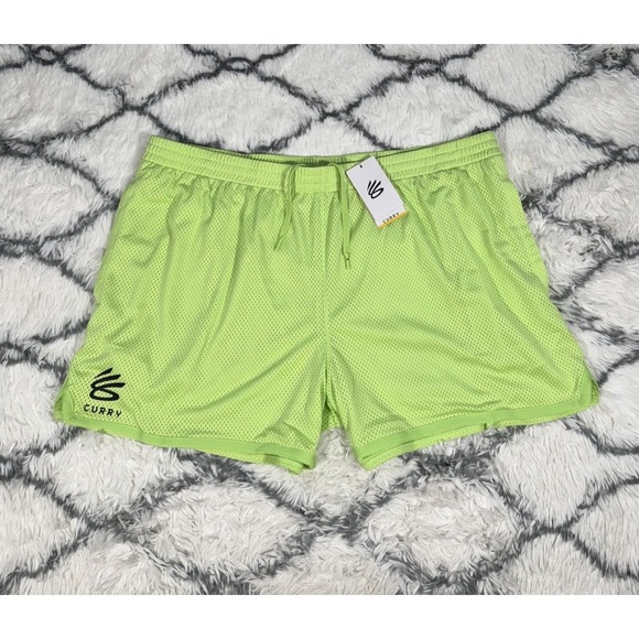 UNDER ARMOUR Steph Curry Splash 5" Mesh Shorts Green Men's 3XL *NEW* 1387092-304 - Picture 2 of 7